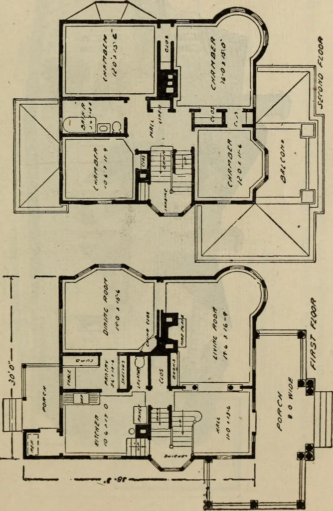An illustration from Practical bungalows and cottages for town and country, perspective views and floor plans for three hundred low and medium priced houses and bungalows .., 1916, leaf 470