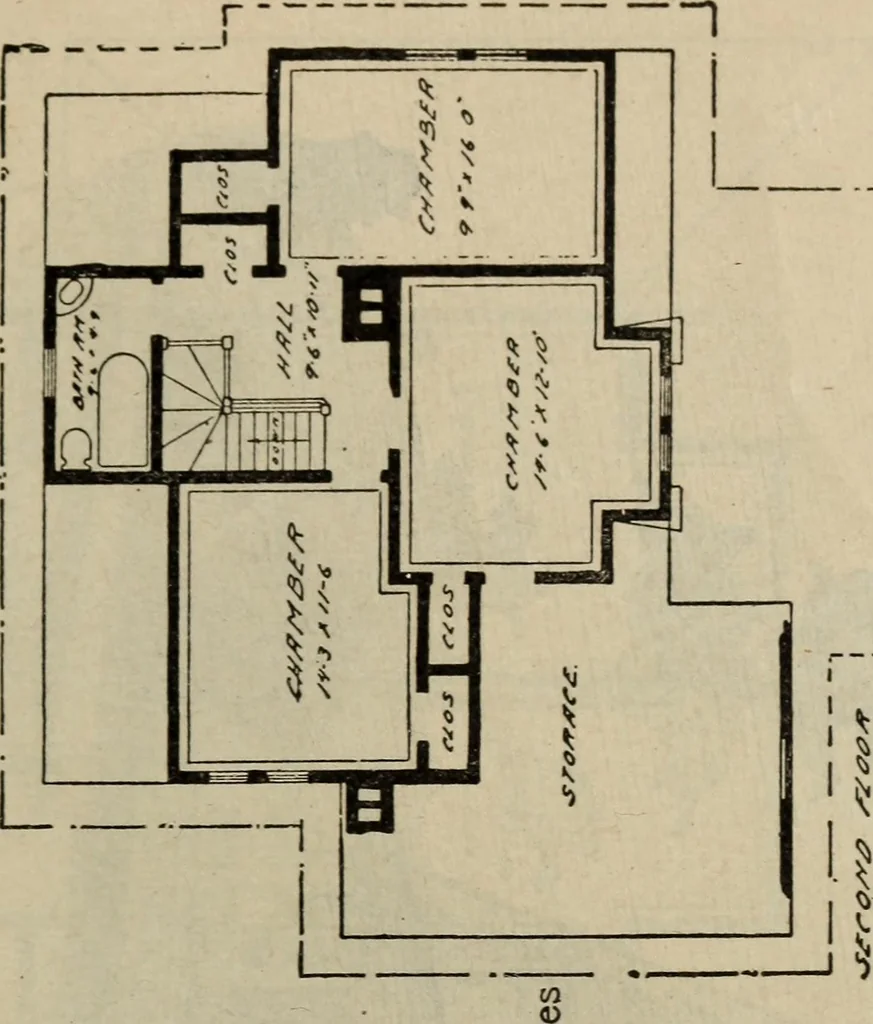 An illustration from Practical bungalows and cottages for town and country, perspective views and floor plans for three hundred low and medium priced houses and bungalows .., 1916, leaf 472