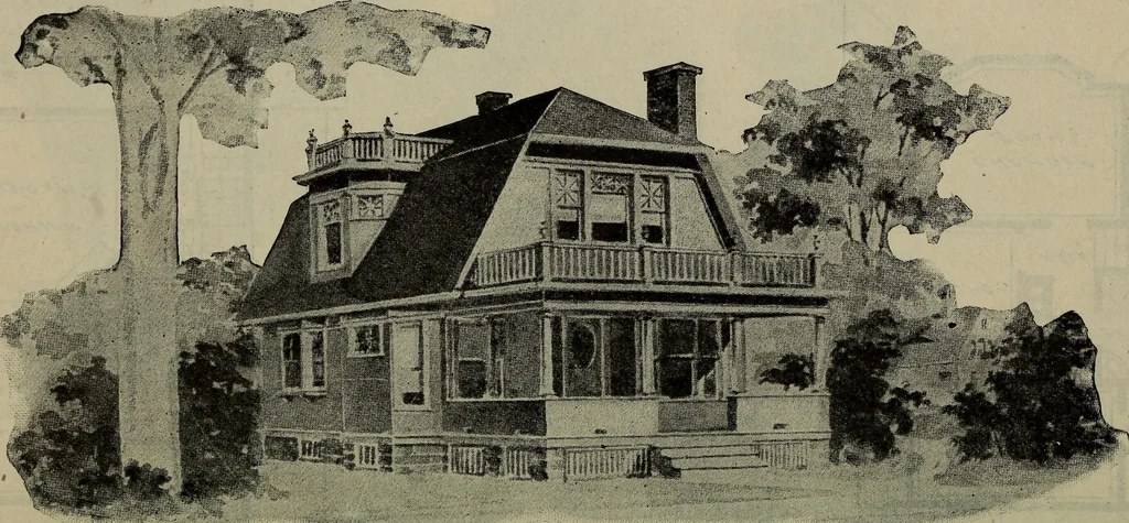 An illustration from Practical bungalows and cottages for town and country, perspective views and floor plans for three hundred low and medium priced houses and bungalows .., 1916, leaf 481