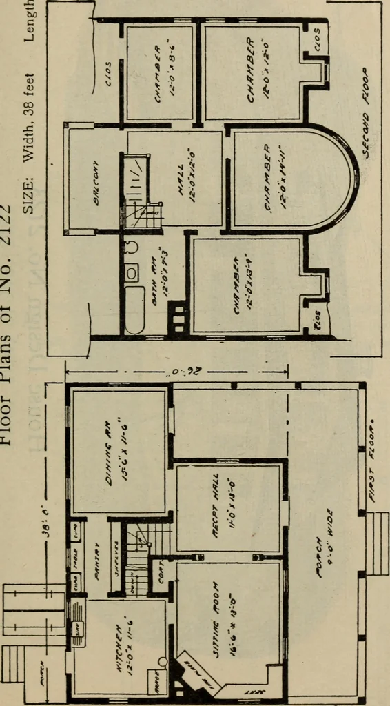 An illustration from Practical bungalows and cottages for town and country, perspective views and floor plans for three hundred low and medium priced houses and bungalows .., 1916, leaf 484