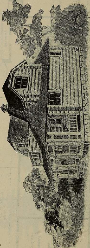 An illustration from Practical bungalows and cottages for town and country, perspective views and floor plans for three hundred low and medium priced houses and bungalows .., 1916, leaf 499