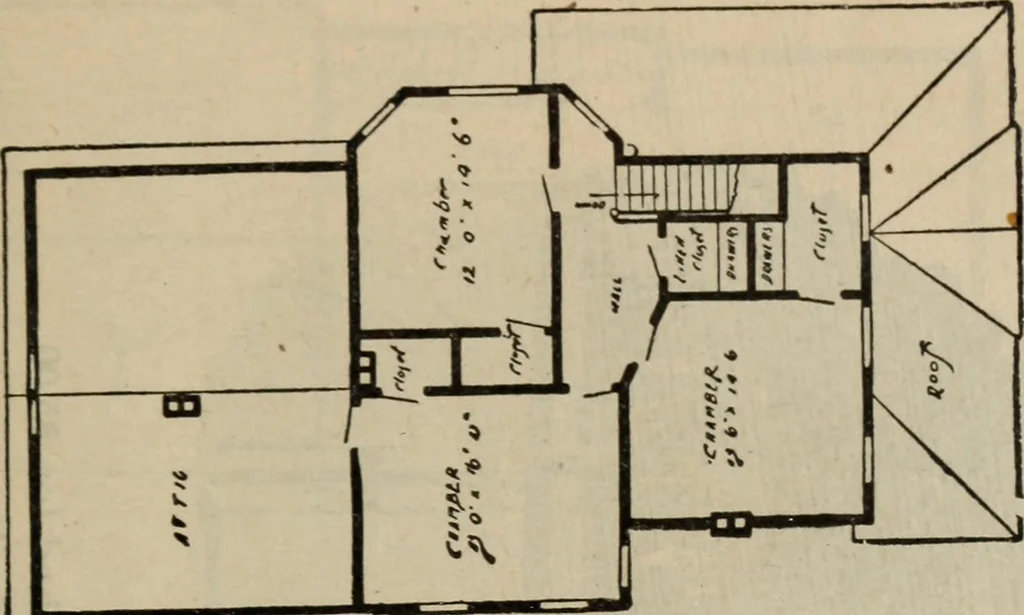 An illustration from Practical bungalows and cottages for town and country, perspective views and floor plans for three hundred low and medium priced houses and bungalows .., 1916, leaf 50