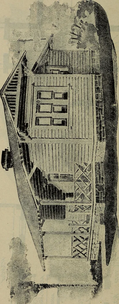 An illustration from Practical bungalows and cottages for town and country, perspective views and floor plans for three hundred low and medium priced houses and bungalows .., 1916, leaf 501
