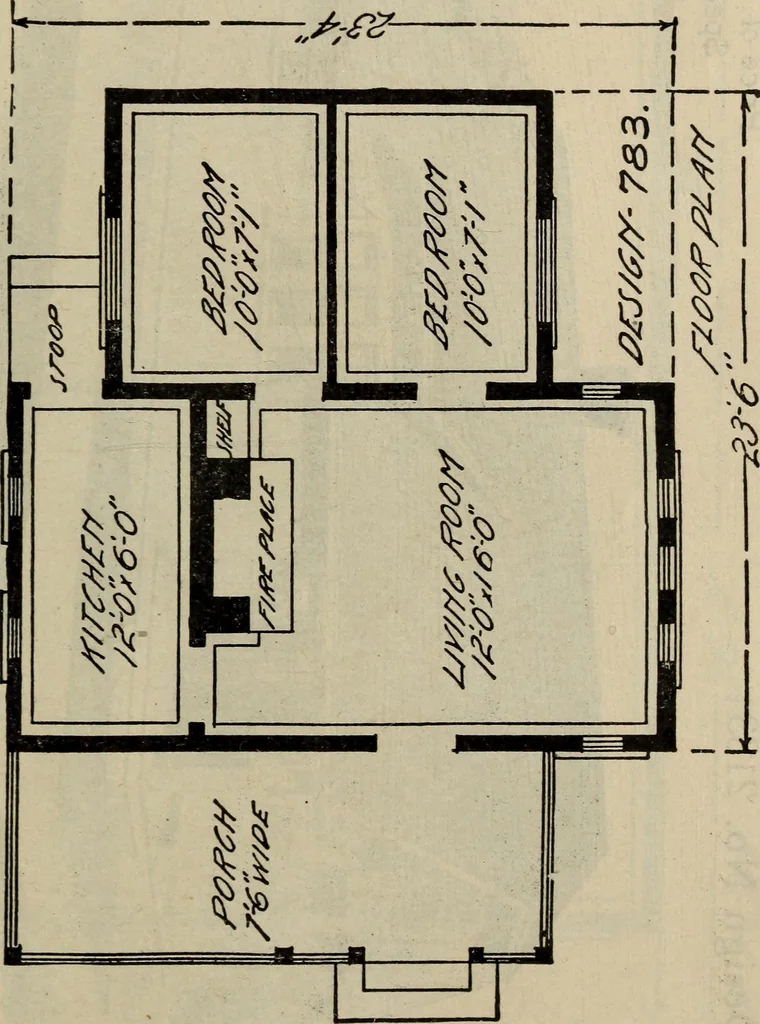 An illustration from Practical bungalows and cottages for town and country, perspective views and floor plans for three hundred low and medium priced houses and bungalows .., 1916, leaf 502