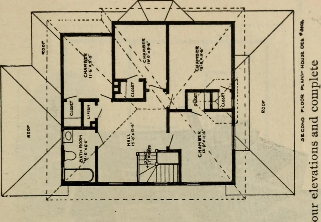 An illustration from Practical bungalows and cottages for town and country, perspective views and floor plans for three hundred low and medium priced houses and bungalows .., 1916, leaf 516