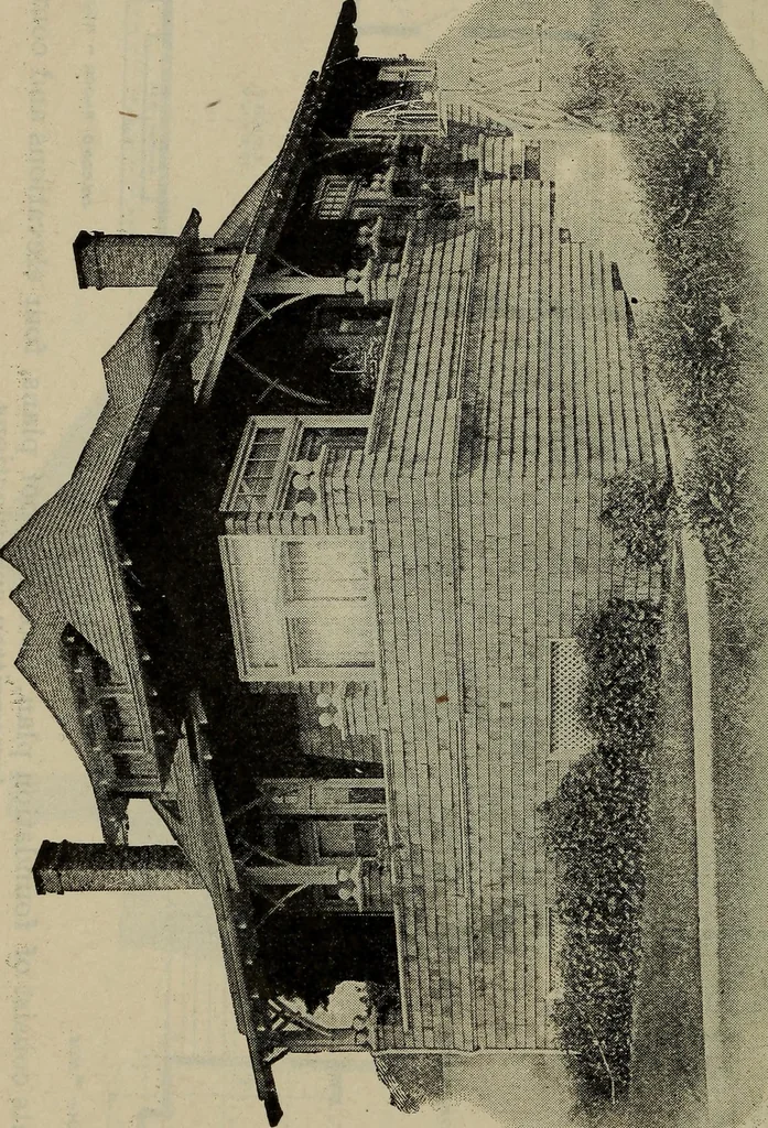 An illustration from Practical bungalows and cottages for town and country, perspective views and floor plans for three hundred low and medium priced houses and bungalows .., 1916, leaf 533