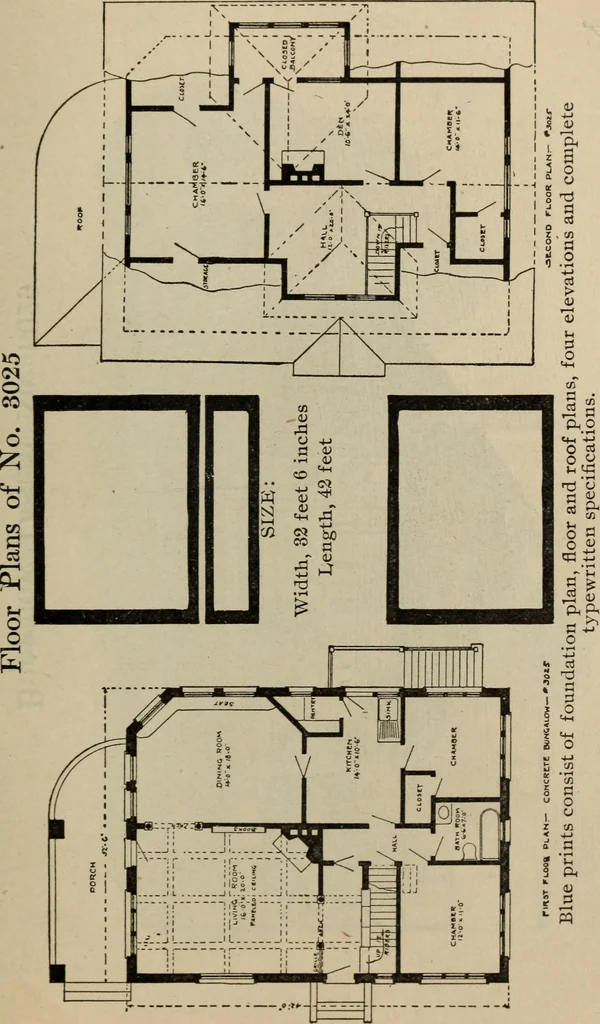 An illustration from Practical bungalows and cottages for town and country, perspective views and floor plans for three hundred low and medium priced houses and bungalows .., 1916, leaf 552