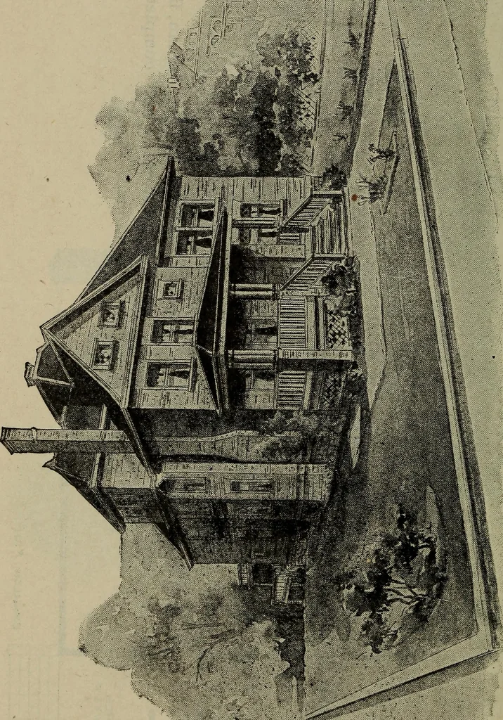 An illustration from Practical bungalows and cottages for town and country, perspective views and floor plans for three hundred low and medium priced houses and bungalows .., 1916, leaf 555