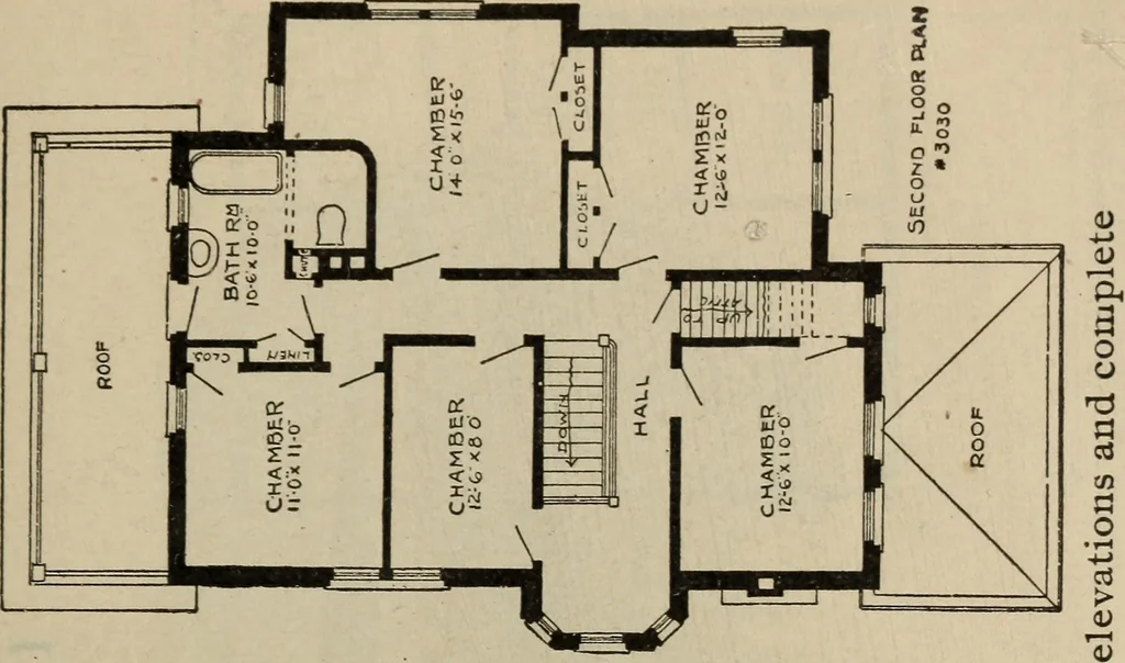 An illustration from Practical bungalows and cottages for town and country, perspective views and floor plans for three hundred low and medium priced houses and bungalows .., 1916, leaf 556