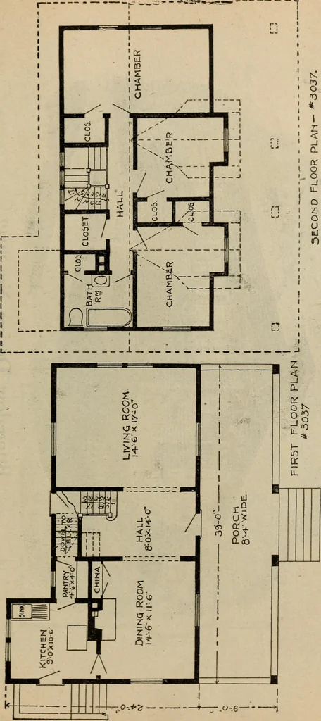 An illustration from Practical bungalows and cottages for town and country, perspective views and floor plans for three hundred low and medium priced houses and bungalows .., 1916, leaf 562