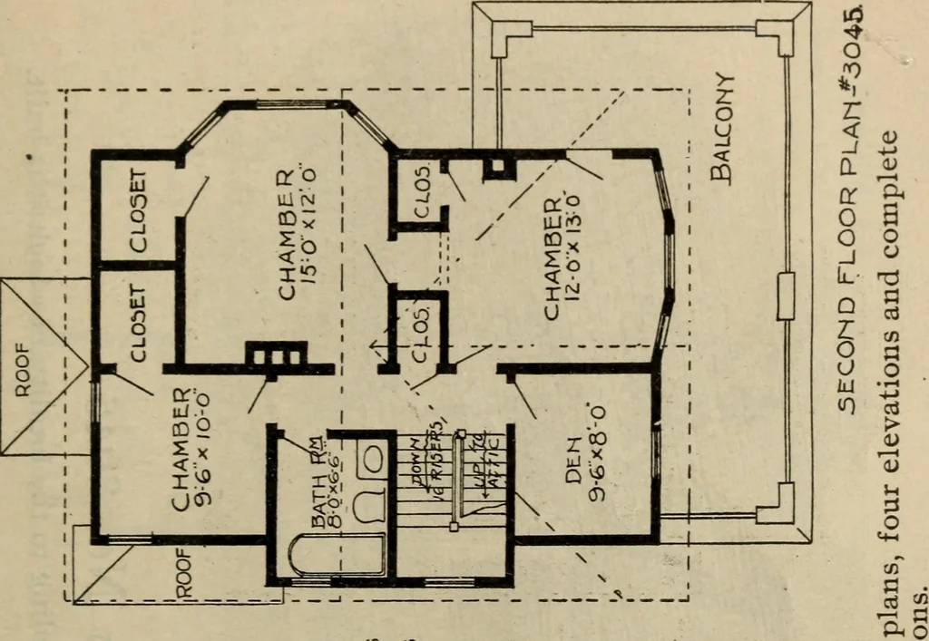 An illustration from Practical bungalows and cottages for town and country, perspective views and floor plans for three hundred low and medium priced houses and bungalows .., 1916, leaf 570