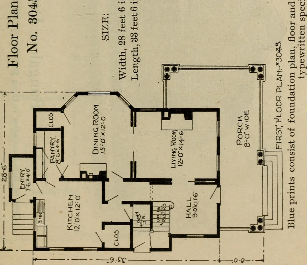 An illustration from Practical bungalows and cottages for town and country, perspective views and floor plans for three hundred low and medium priced houses and bungalows .., 1916, leaf 570