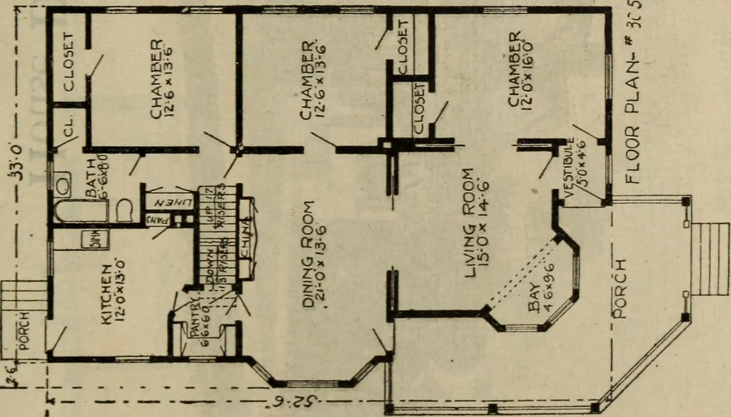 An illustration from Practical bungalows and cottages for town and country, perspective views and floor plans for three hundred low and medium priced houses and bungalows .., 1916, leaf 586
