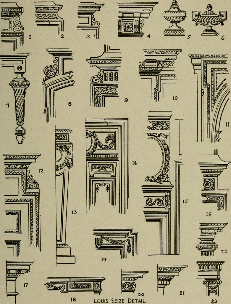 An illustration from The practical cabinet maker and furniture designer's assistant, with essays on history of furniture, taste in design, color and materials, with full explanation of the canons of good taste in furniture .., 1910, leaf 114