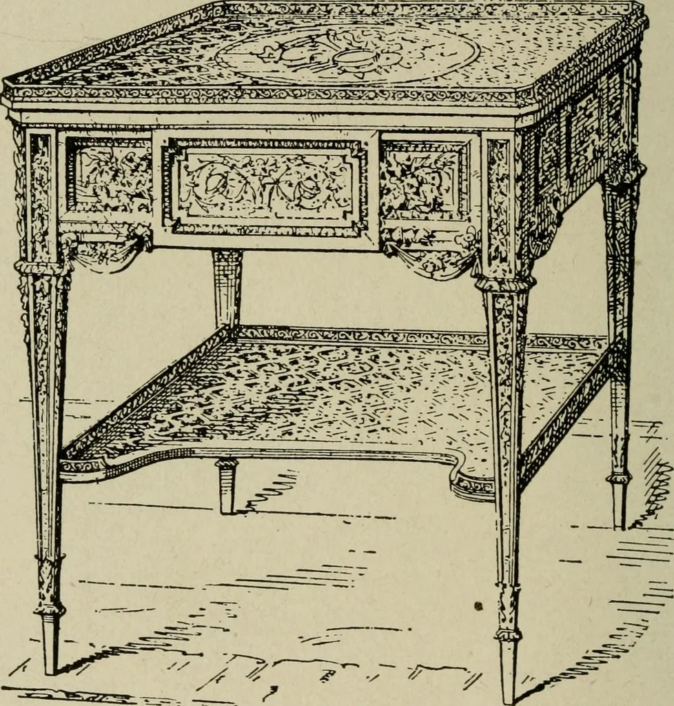 An illustration from The practical cabinet maker and furniture designer's assistant, with essays on history of furniture, taste in design, color and materials, with full explanation of the canons of good taste in furniture .., 1910, leaf 153