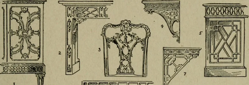 An illustration from The practical cabinet maker and furniture designer's assistant, with essays on history of furniture, taste in design, color and materials, with full explanation of the canons of good taste in furniture .., 1910, leaf 156