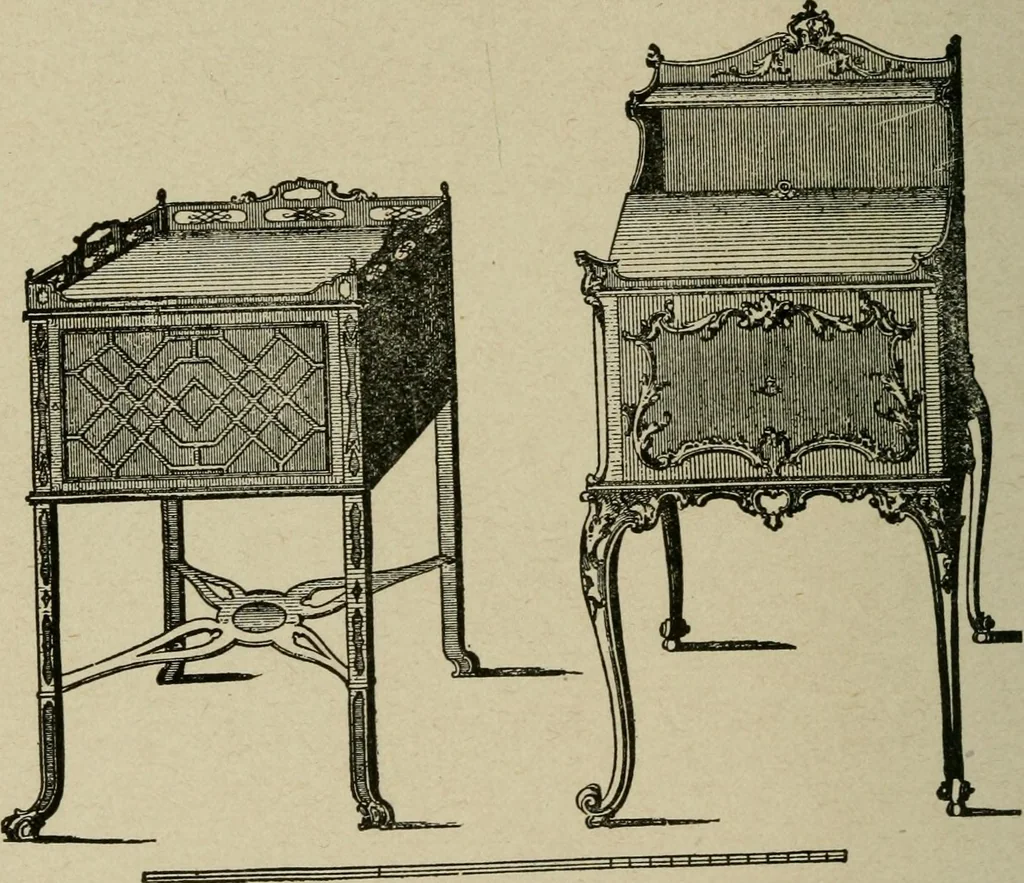 An illustration from The practical cabinet maker and furniture designer's assistant, with essays on history of furniture, taste in design, color and materials, with full explanation of the canons of good taste in furniture .., 1910, leaf 173