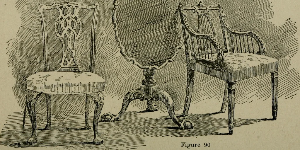 An illustration from The practical cabinet maker and furniture designer's assistant, with essays on history of furniture, taste in design, color and materials, with full explanation of the canons of good taste in furniture .., 1910, leaf 174