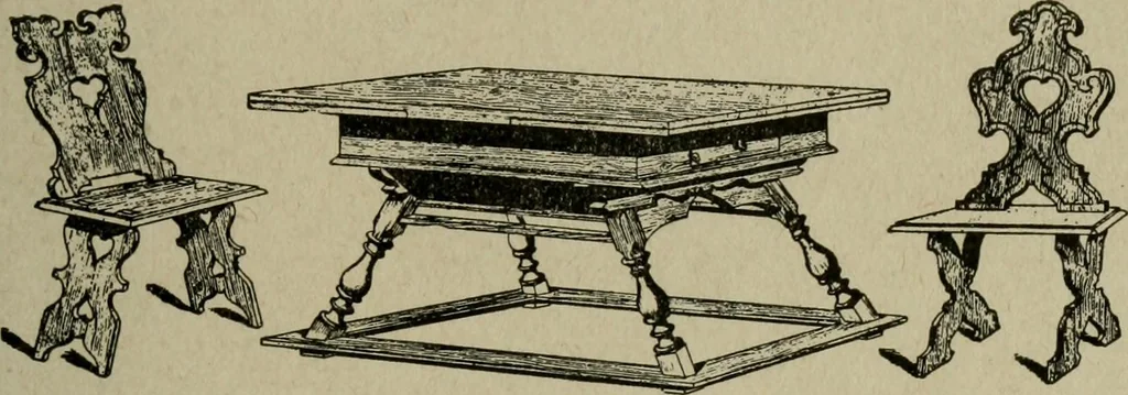 An illustration from The practical cabinet maker and furniture designer's assistant, with essays on history of furniture, taste in design, color and materials, with full explanation of the canons of good taste in furniture .., 1910, leaf 190