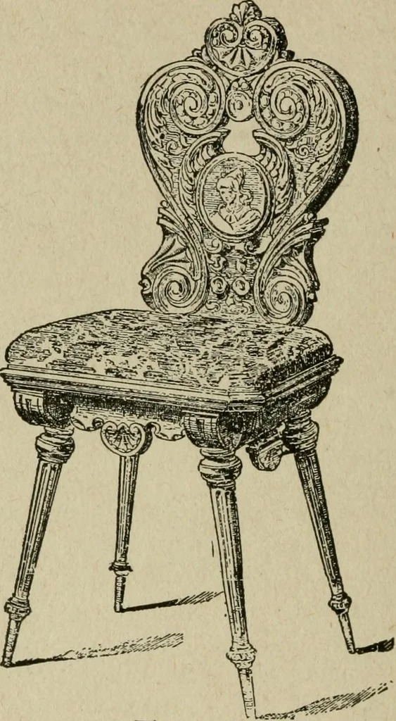 An illustration from The practical cabinet maker and furniture designer's assistant, with essays on history of furniture, taste in design, color and materials, with full explanation of the canons of good taste in furniture .., 1910, leaf 197