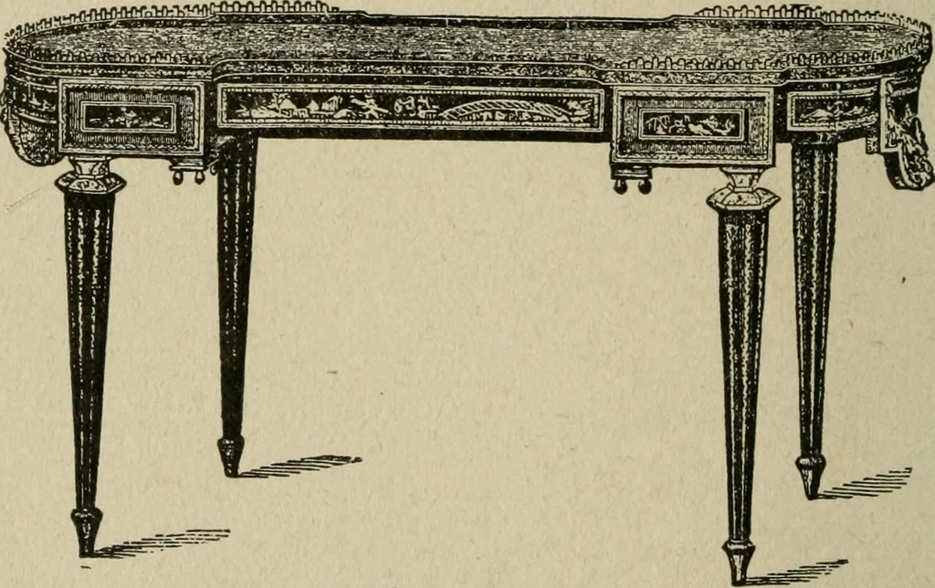 An illustration from The practical cabinet maker and furniture designer's assistant, with essays on history of furniture, taste in design, color and materials, with full explanation of the canons of good taste in furniture .., 1910, leaf 197