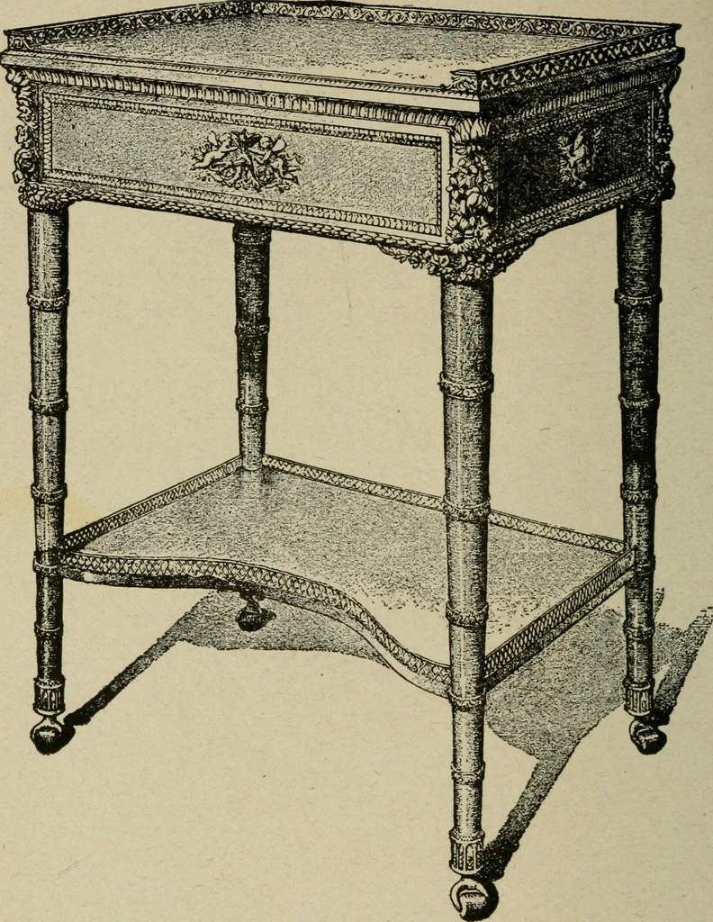 An illustration from The practical cabinet maker and furniture designer's assistant, with essays on history of furniture, taste in design, color and materials, with full explanation of the canons of good taste in furniture .., 1910, leaf 199
