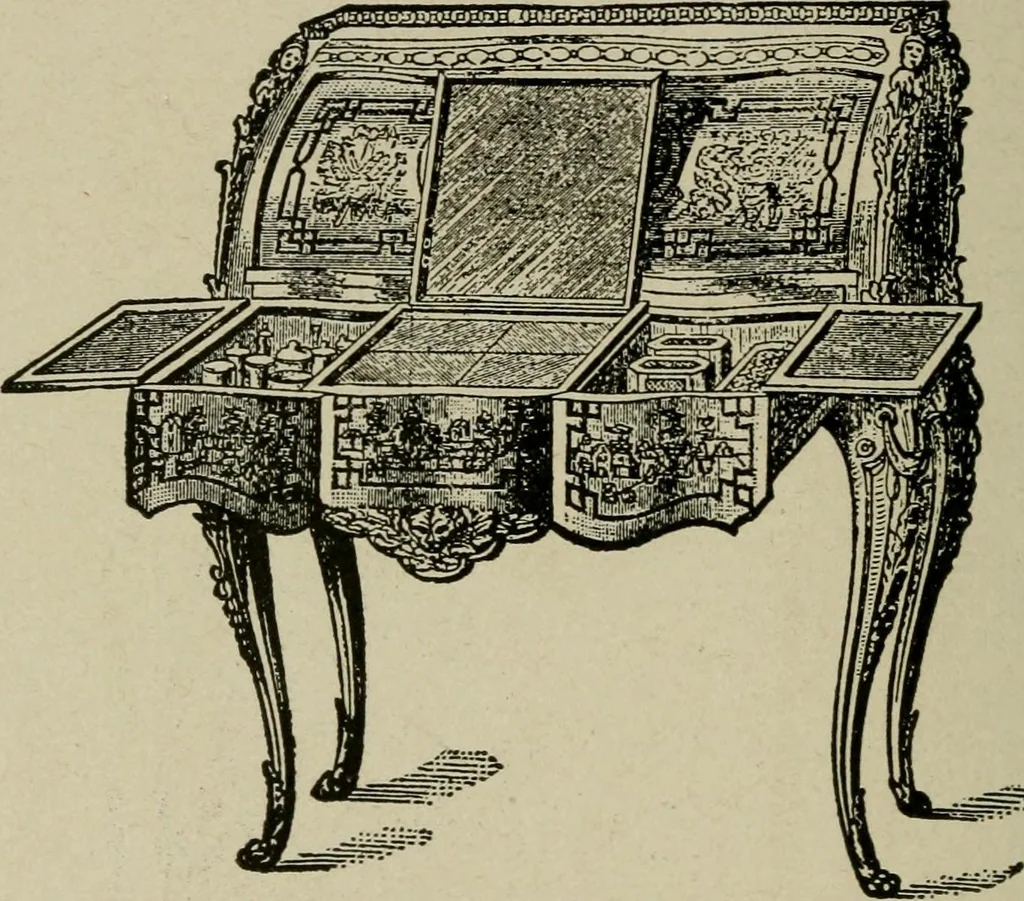 An illustration from The practical cabinet maker and furniture designer's assistant, with essays on history of furniture, taste in design, color and materials, with full explanation of the canons of good taste in furniture .., 1910, leaf 201