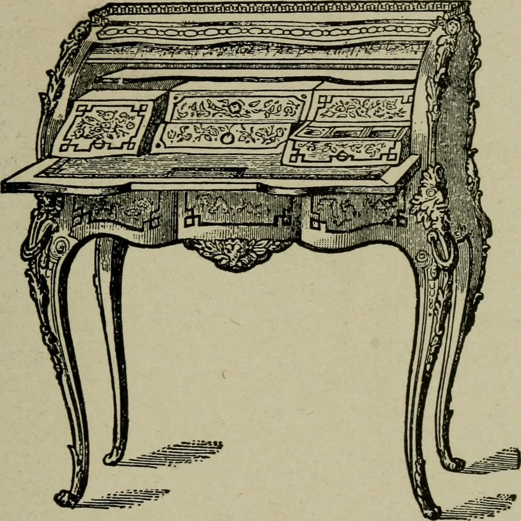 An illustration from The practical cabinet maker and furniture designer's assistant, with essays on history of furniture, taste in design, color and materials, with full explanation of the canons of good taste in furniture .., 1910, leaf 202