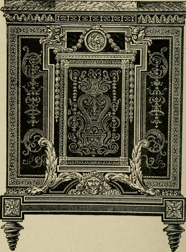 An illustration from The practical cabinet maker and furniture designer's assistant, with essays on history of furniture, taste in design, color and materials, with full explanation of the canons of good taste in furniture .., 1910, leaf 203