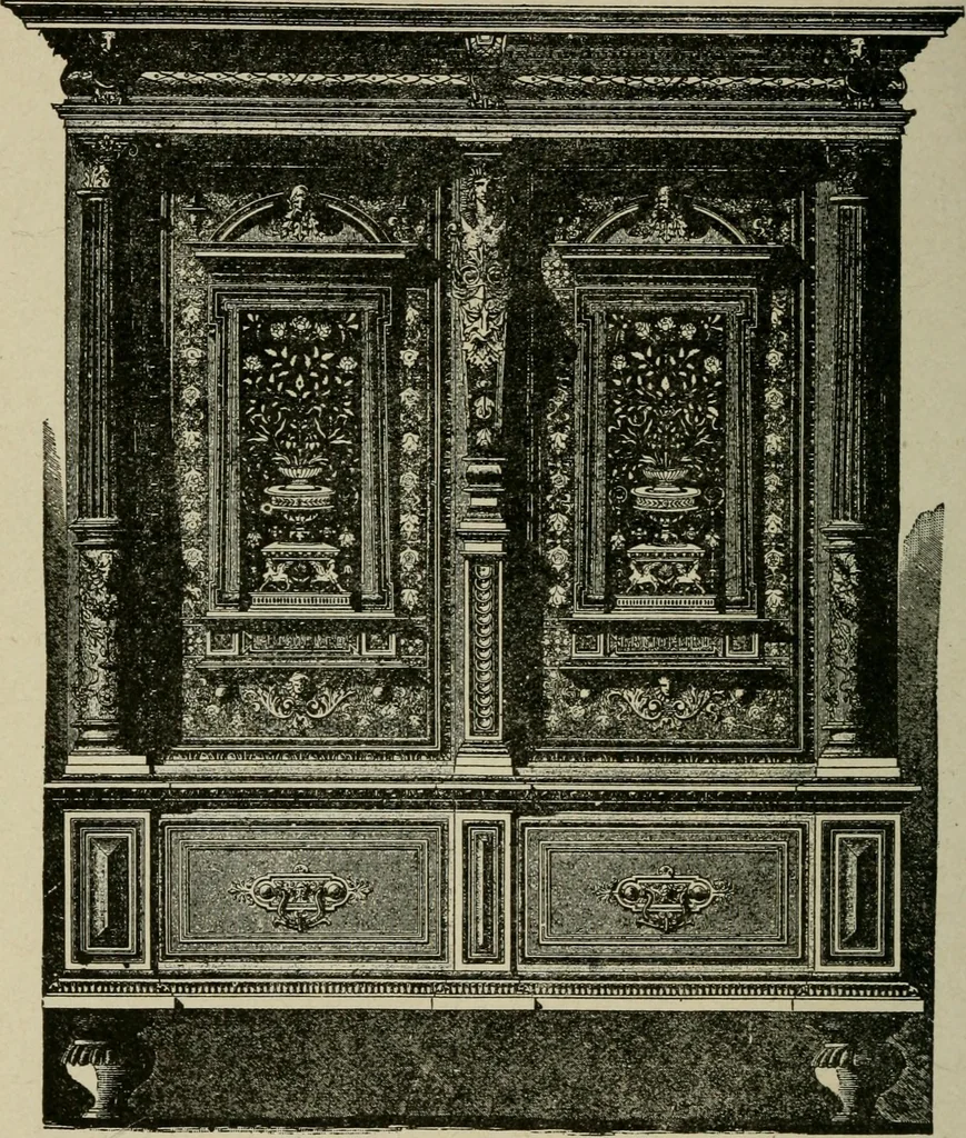 An illustration from The practical cabinet maker and furniture designer's assistant, with essays on history of furniture, taste in design, color and materials, with full explanation of the canons of good taste in furniture .., 1910, leaf 205