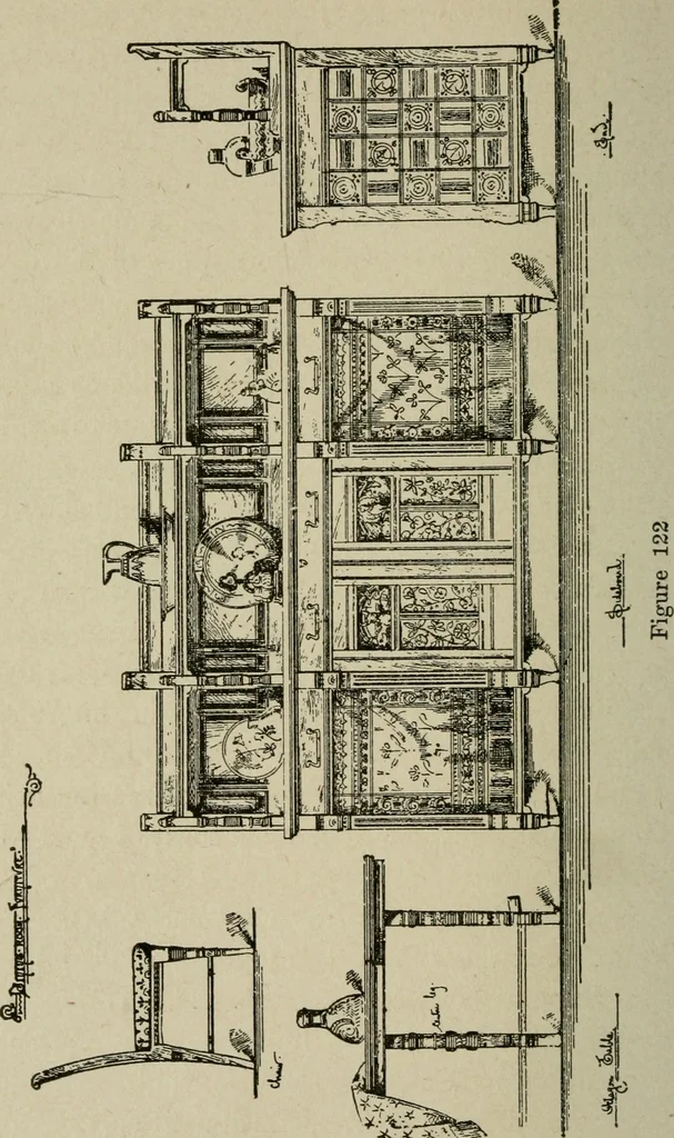 An illustration from The practical cabinet maker and furniture designer's assistant, with essays on history of furniture, taste in design, color and materials, with full explanation of the canons of good taste in furniture .., 1910, leaf 215