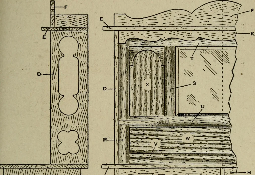 An illustration from The practical cabinet maker and furniture designer's assistant, with essays on history of furniture, taste in design, color and materials, with full explanation of the canons of good taste in furniture .., 1910, leaf 250