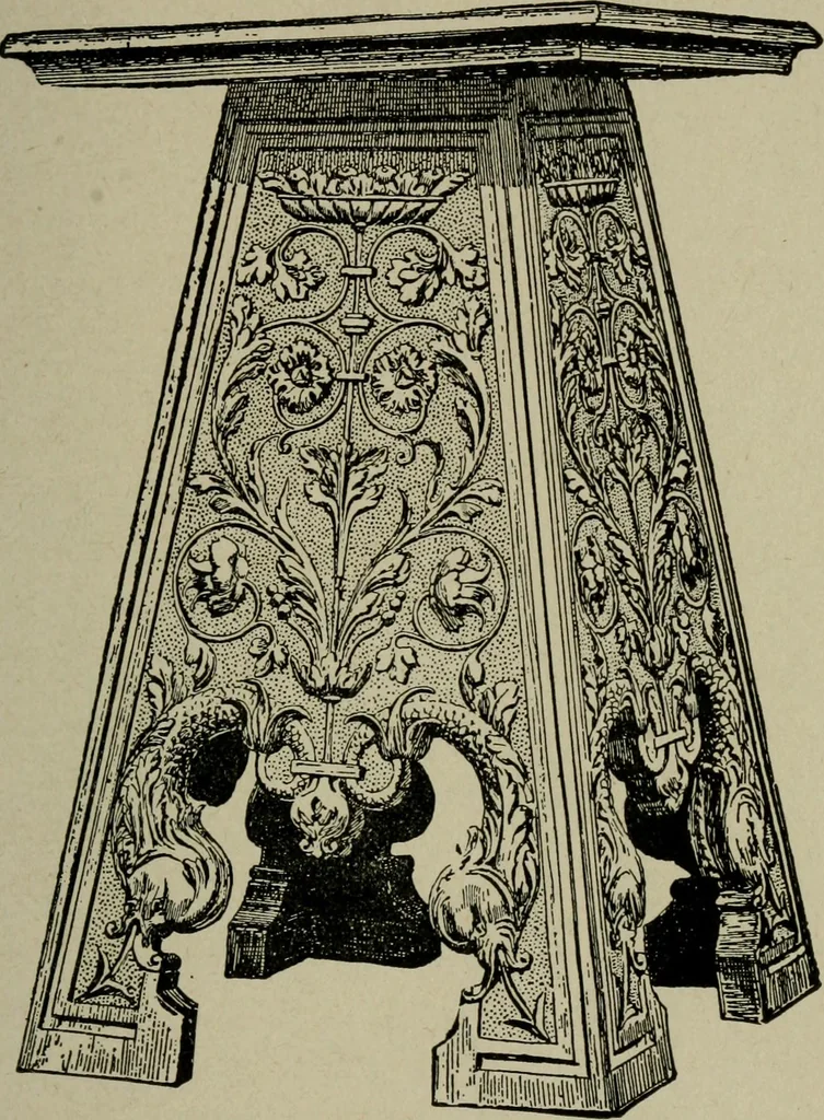 An illustration from The practical cabinet maker and furniture designer's assistant, with essays on history of furniture, taste in design, color and materials, with full explanation of the canons of good taste in furniture .., 1910, leaf 54