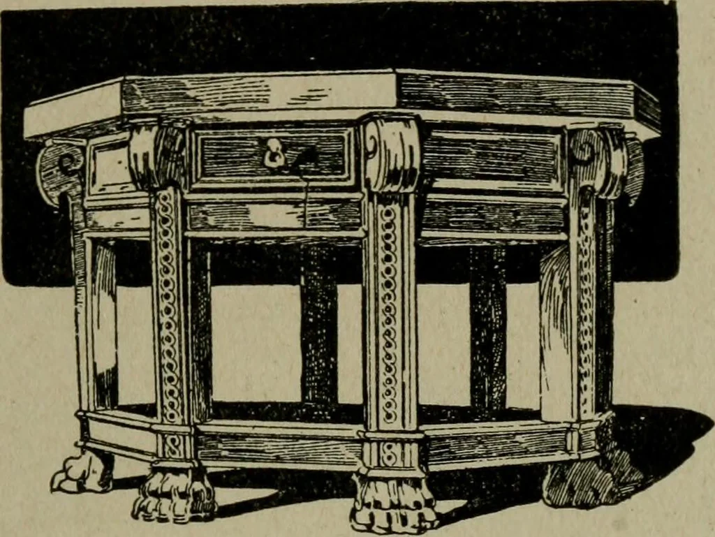 An illustration from The practical cabinet maker and furniture designer's assistant, with essays on history of furniture, taste in design, color and materials, with full explanation of the canons of good taste in furniture .., 1910, leaf 64