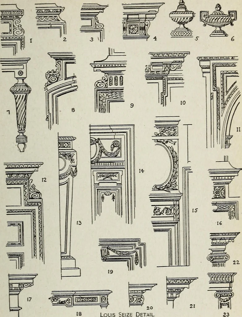 An illustration from The practical cabinet maker and furniture designer's assistant, with essays on history of furniture, taste in design, color and materials, with full explanation of the canons of good taste in furniture .., 1910, leaf 110