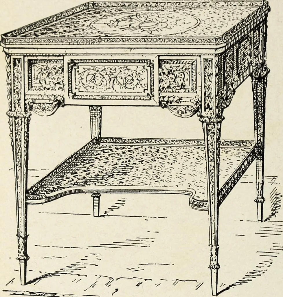 An illustration from The practical cabinet maker and furniture designer's assistant, with essays on history of furniture, taste in design, color and materials, with full explanation of the canons of good taste in furniture .., 1910, leaf 149