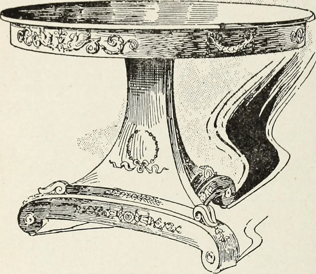 An illustration from The practical cabinet maker and furniture designer's assistant, with essays on history of furniture, taste in design, color and materials, with full explanation of the canons of good taste in furniture .., 1910, leaf 155