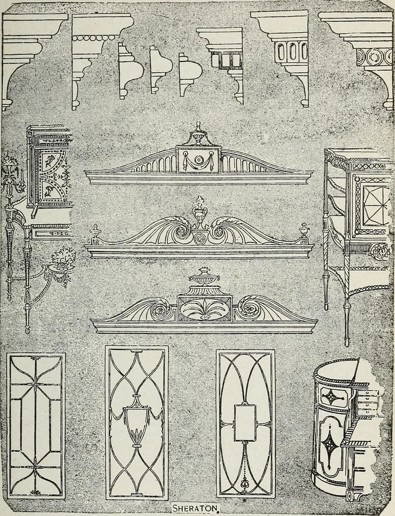 An illustration from The practical cabinet maker and furniture designer's assistant, with essays on history of furniture, taste in design, color and materials, with full explanation of the canons of good taste in furniture .., 1910, leaf 160