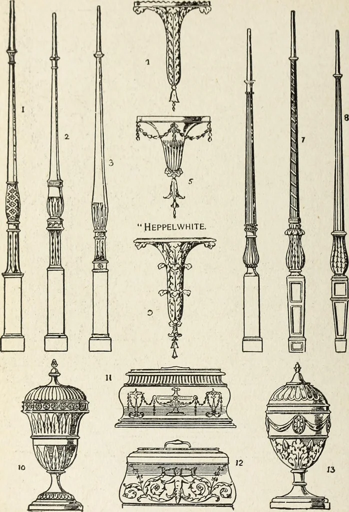 An illustration from The practical cabinet maker and furniture designer's assistant, with essays on history of furniture, taste in design, color and materials, with full explanation of the canons of good taste in furniture .., 1910, leaf 163