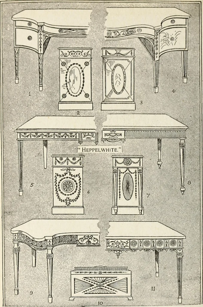 An illustration from The practical cabinet maker and furniture designer's assistant, with essays on history of furniture, taste in design, color and materials, with full explanation of the canons of good taste in furniture .., 1910, leaf 167