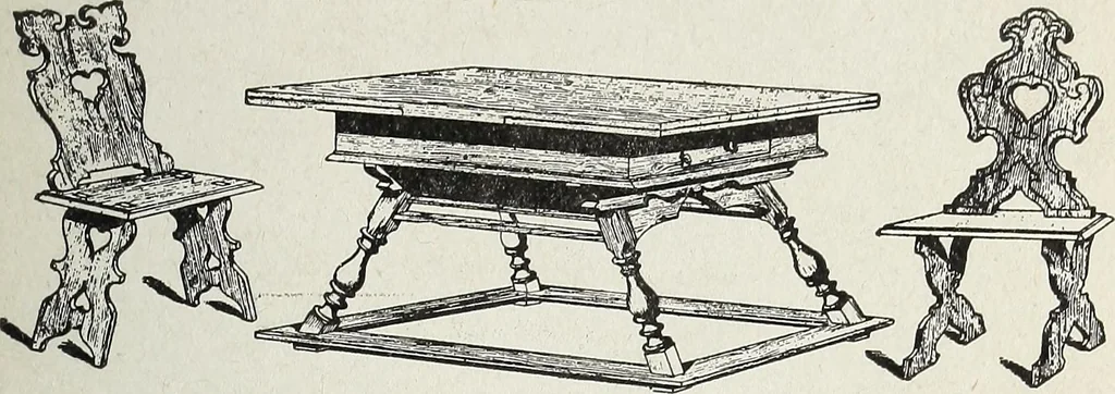 An illustration from The practical cabinet maker and furniture designer's assistant, with essays on history of furniture, taste in design, color and materials, with full explanation of the canons of good taste in furniture .., 1910, leaf 186