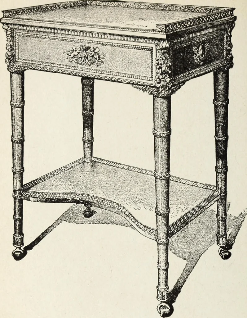 An illustration from The practical cabinet maker and furniture designer's assistant, with essays on history of furniture, taste in design, color and materials, with full explanation of the canons of good taste in furniture .., 1910, leaf 195