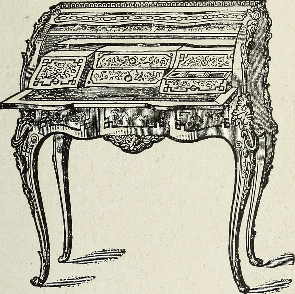 An illustration from The practical cabinet maker and furniture designer's assistant, with essays on history of furniture, taste in design, color and materials, with full explanation of the canons of good taste in furniture .., 1910, leaf 198