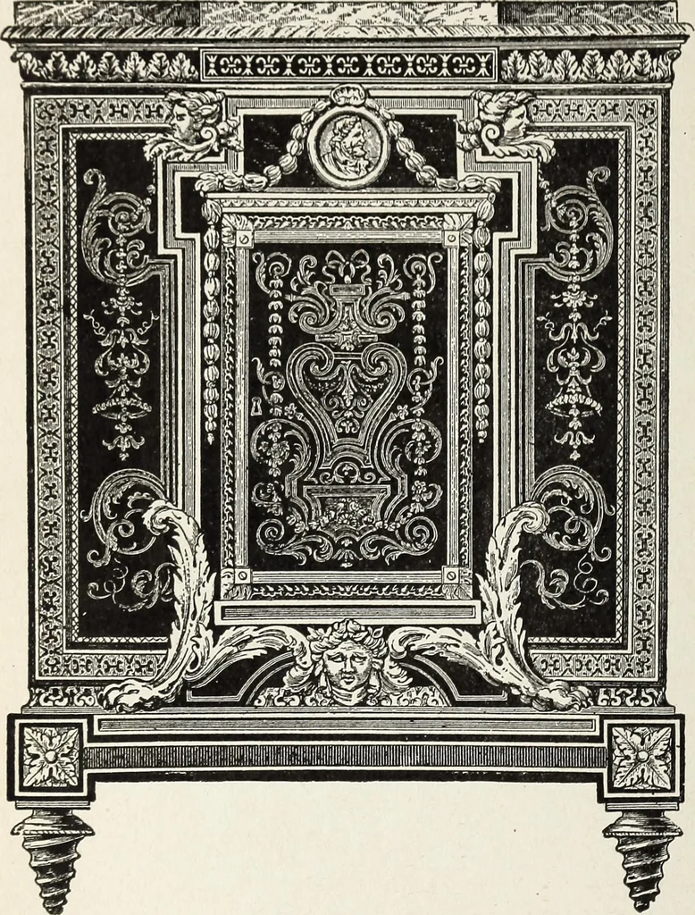 An illustration from The practical cabinet maker and furniture designer's assistant, with essays on history of furniture, taste in design, color and materials, with full explanation of the canons of good taste in furniture .., 1910, leaf 199