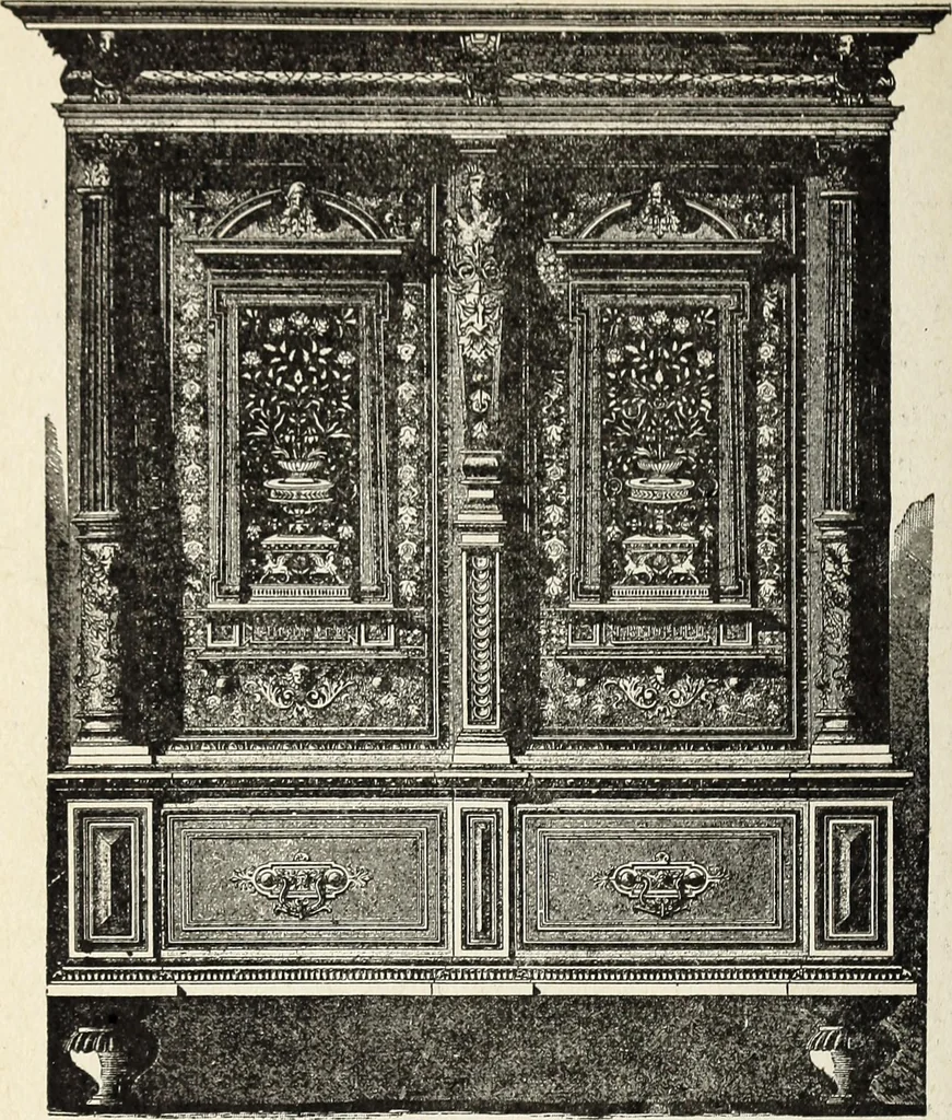 An illustration from The practical cabinet maker and furniture designer's assistant, with essays on history of furniture, taste in design, color and materials, with full explanation of the canons of good taste in furniture .., 1910, leaf 201