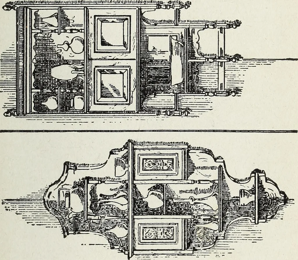 An illustration from The practical cabinet maker and furniture designer's assistant, with essays on history of furniture, taste in design, color and materials, with full explanation of the canons of good taste in furniture .., 1910, leaf 208