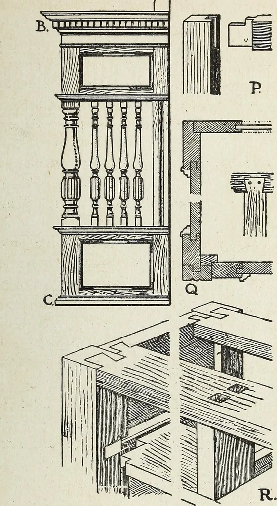 An illustration from The practical cabinet maker and furniture designer's assistant, with essays on history of furniture, taste in design, color and materials, with full explanation of the canons of good taste in furniture .., 1910, leaf 252