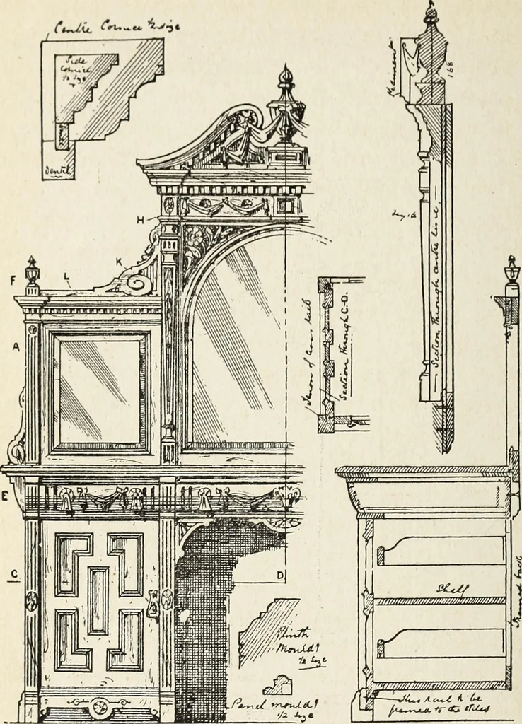 An illustration from The practical cabinet maker and furniture designer's assistant, with essays on history of furniture, taste in design, color and materials, with full explanation of the canons of good taste in furniture .., 1910, leaf 255