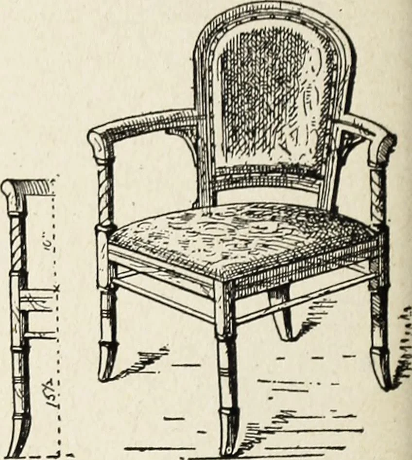 An illustration from The practical cabinet maker and furniture designer's assistant, with essays on history of furniture, taste in design, color and materials, with full explanation of the canons of good taste in furniture .., 1910, leaf 261