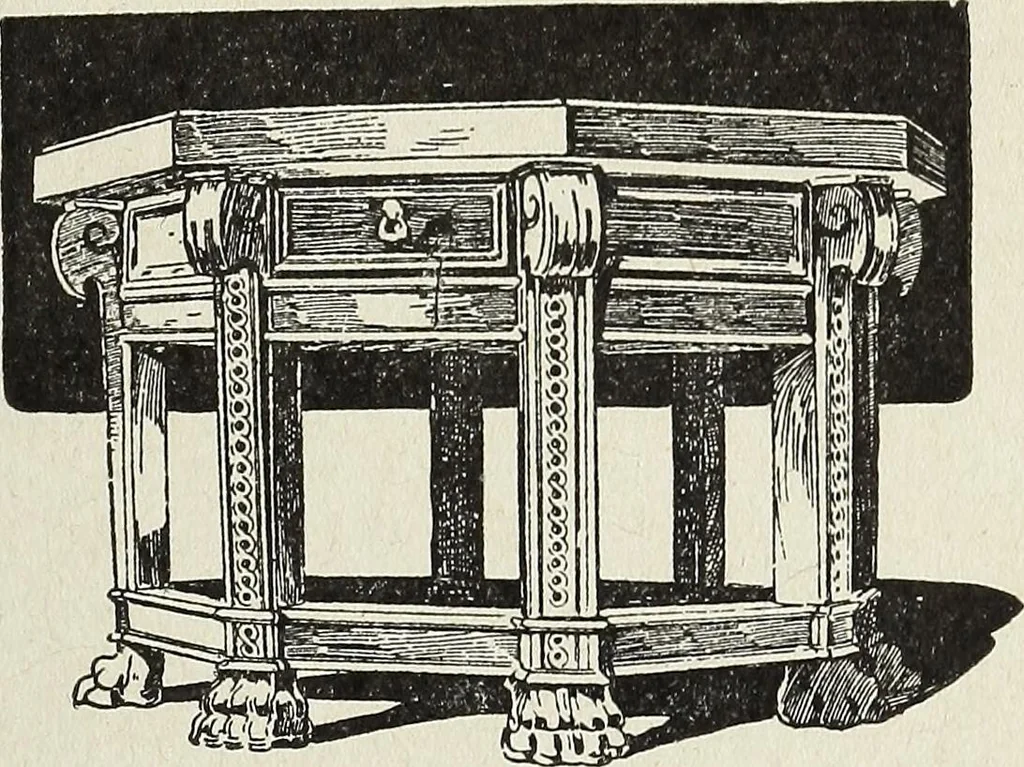 An illustration from The practical cabinet maker and furniture designer's assistant, with essays on history of furniture, taste in design, color and materials, with full explanation of the canons of good taste in furniture .., 1910, leaf 60
